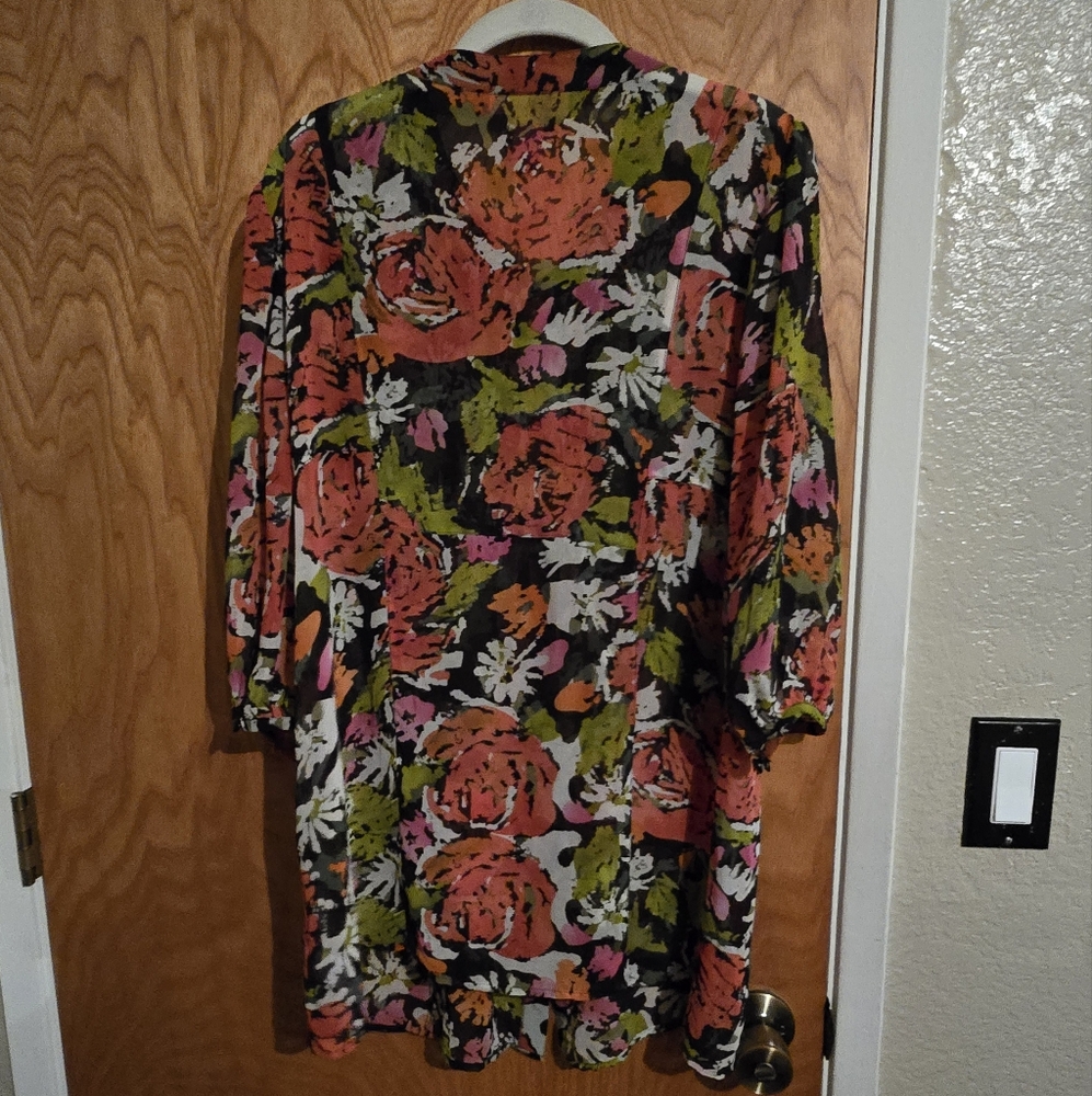 Woman Within Floral Multicolor Sheer Top - Picture 2 of 5